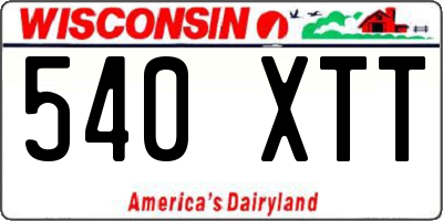 WI license plate 540XTT