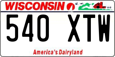 WI license plate 540XTW