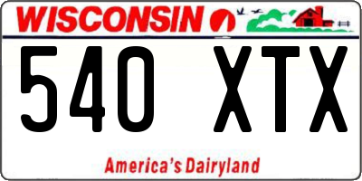 WI license plate 540XTX