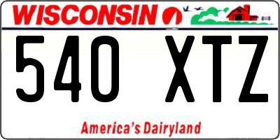 WI license plate 540XTZ
