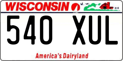 WI license plate 540XUL