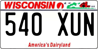 WI license plate 540XUN