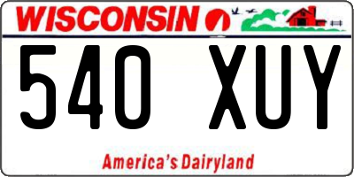 WI license plate 540XUY