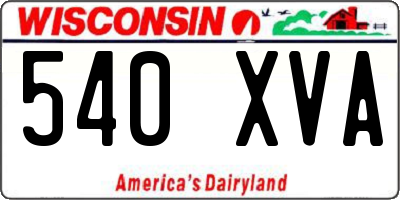 WI license plate 540XVA