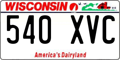 WI license plate 540XVC