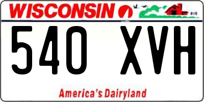 WI license plate 540XVH