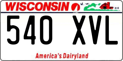 WI license plate 540XVL