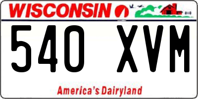 WI license plate 540XVM