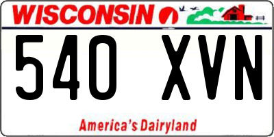 WI license plate 540XVN