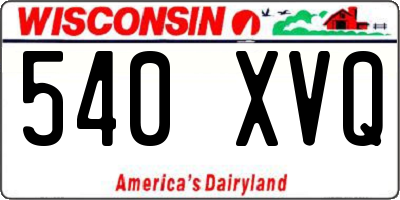 WI license plate 540XVQ