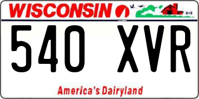 WI license plate 540XVR
