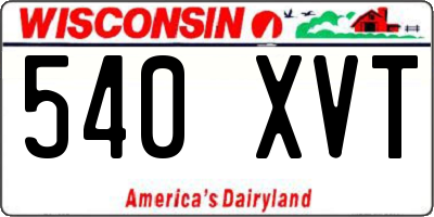 WI license plate 540XVT