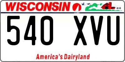 WI license plate 540XVU