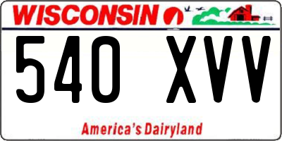WI license plate 540XVV