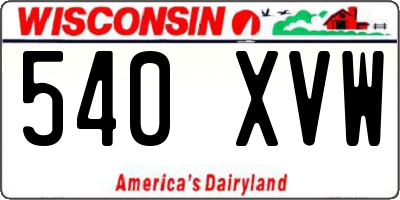 WI license plate 540XVW