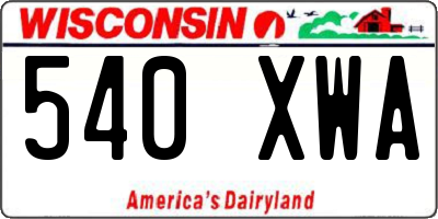WI license plate 540XWA