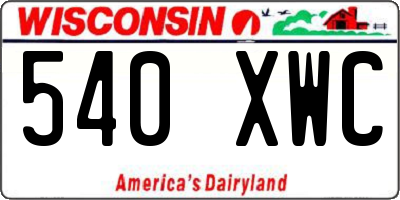 WI license plate 540XWC