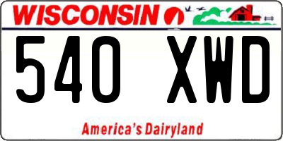 WI license plate 540XWD