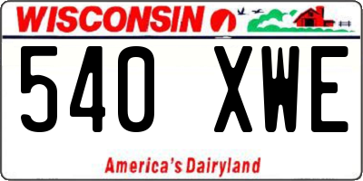 WI license plate 540XWE