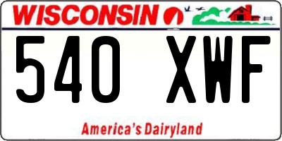 WI license plate 540XWF