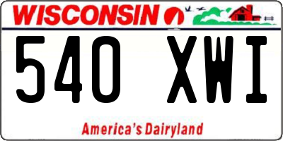 WI license plate 540XWI