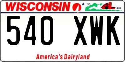 WI license plate 540XWK