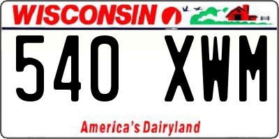 WI license plate 540XWM