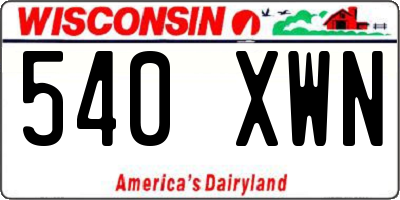 WI license plate 540XWN