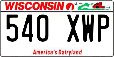 WI license plate 540XWP