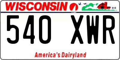 WI license plate 540XWR