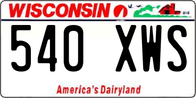 WI license plate 540XWS