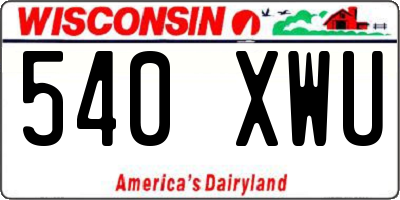WI license plate 540XWU