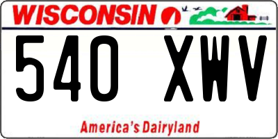 WI license plate 540XWV