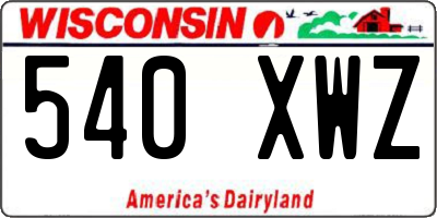 WI license plate 540XWZ