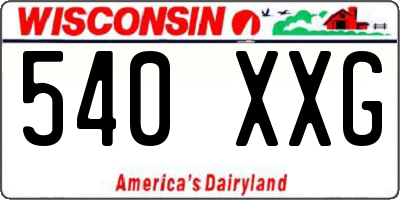 WI license plate 540XXG