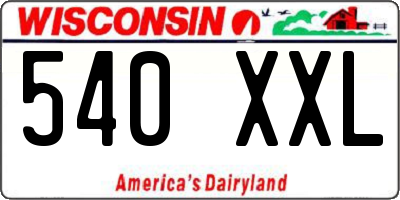 WI license plate 540XXL