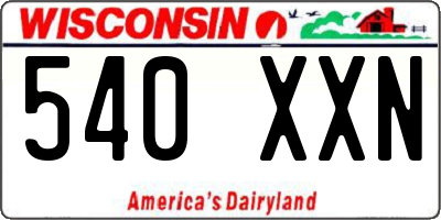 WI license plate 540XXN