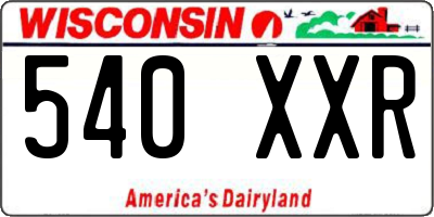 WI license plate 540XXR