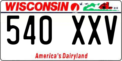 WI license plate 540XXV