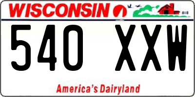 WI license plate 540XXW