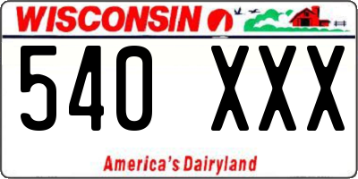 WI license plate 540XXX