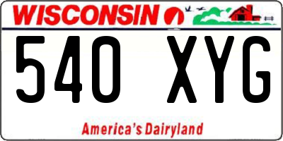 WI license plate 540XYG