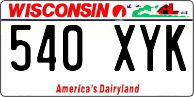 WI license plate 540XYK