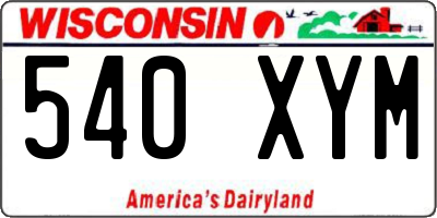 WI license plate 540XYM