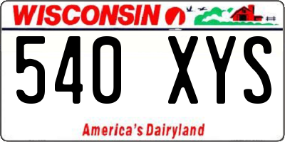 WI license plate 540XYS