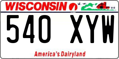 WI license plate 540XYW