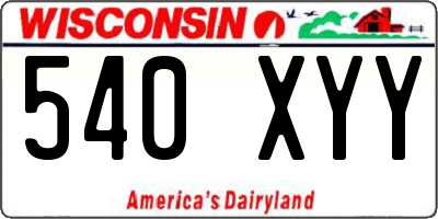 WI license plate 540XYY