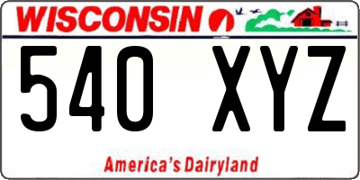 WI license plate 540XYZ