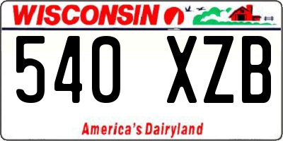 WI license plate 540XZB