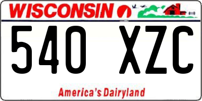 WI license plate 540XZC